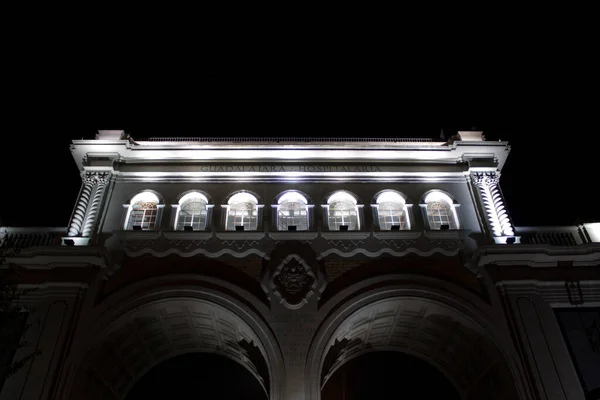 Vista Nocturna Parte Alta Del Monumento Los Arcos Antigua Entrada — Foto de Stock