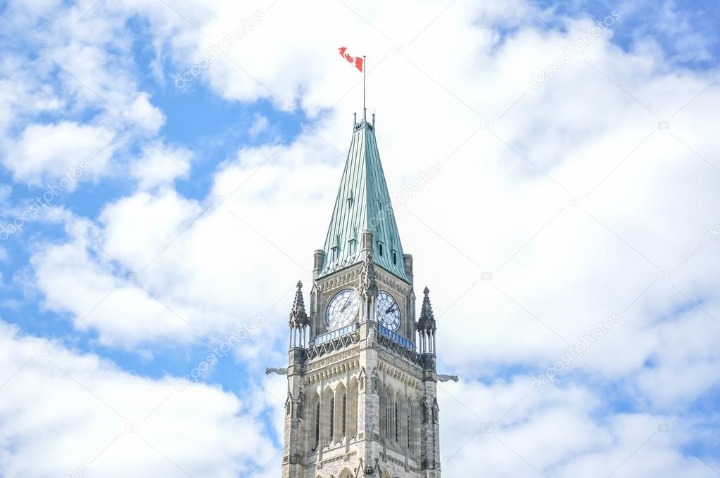 Closeup to the Ottawa Parliament Clock Tower