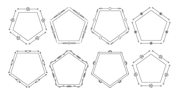 Quadros pretos divisor pentágono em branco isolado —  Vetores de Stock