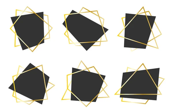 Ram guld med svart polygonal abstrakt isolerad — Stock vektor