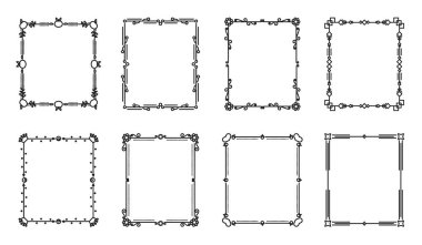 İzole edilmiş beyaz üzerinde siyah düz çerçeveler kare ayırıcı