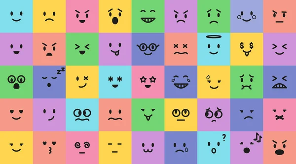 Emoji set warna vektor kartun terisolasi - Stok Vektor