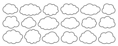 Çizgi siyah düz vektör bulutu beyaz üzerine izole edildi