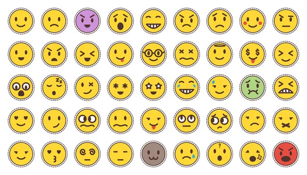 Dibujos animados rayas vector amarillo emoji conjunto aislado — Vector de stock