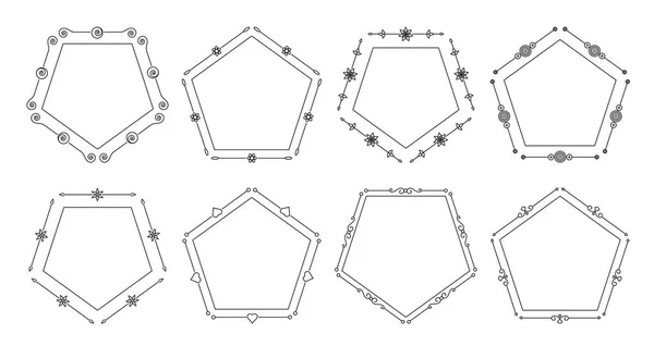 Cadres noirs pentagone diviseur sur blanc isolé — Image vectorielle