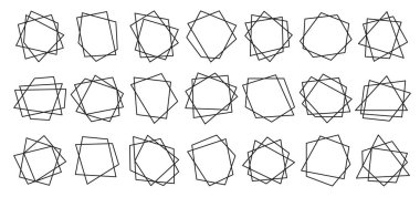 Siyah çizgi çokgen şekil dekoratif çerçeve seti