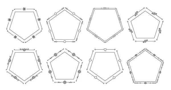 Quadros pretos divisor pentágono em branco isolado —  Vetores de Stock