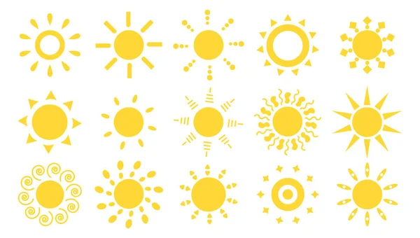 Conjunto de icono de sol vector plano plantilla de ilustración. — Vector de stock