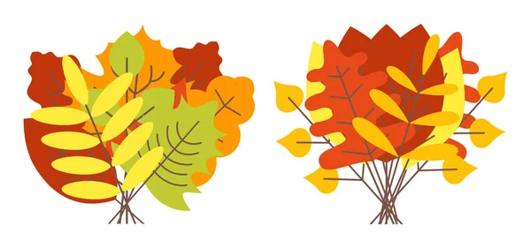 Mazzi di foglie secche autunno vettore stile piatto. — Vettoriale Stock