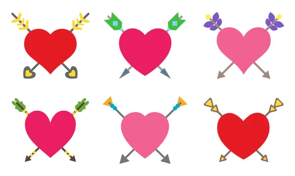 Стрелы сердца лук вектор плоский набор красочный — стоковый вектор