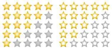 Derecelendirme yıldız vektörü basit düz altın gümüş