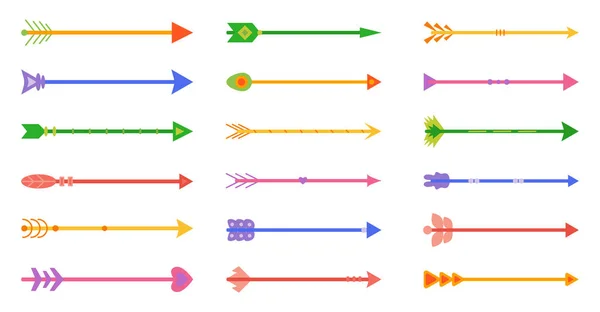 Arrow bow colored vector set for postcards — Stock vektor