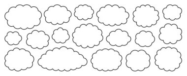 Çizgi siyah düz vektör bulutu beyaz üzerine izole edildi