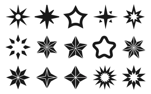 Black silhouette flat vector stars various forms — Stock vektor