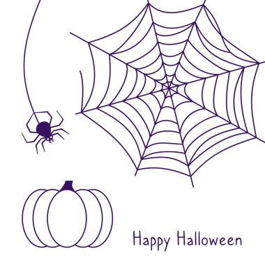 Örümcek ağı ve asılı örümcek, neşeli balkabağı