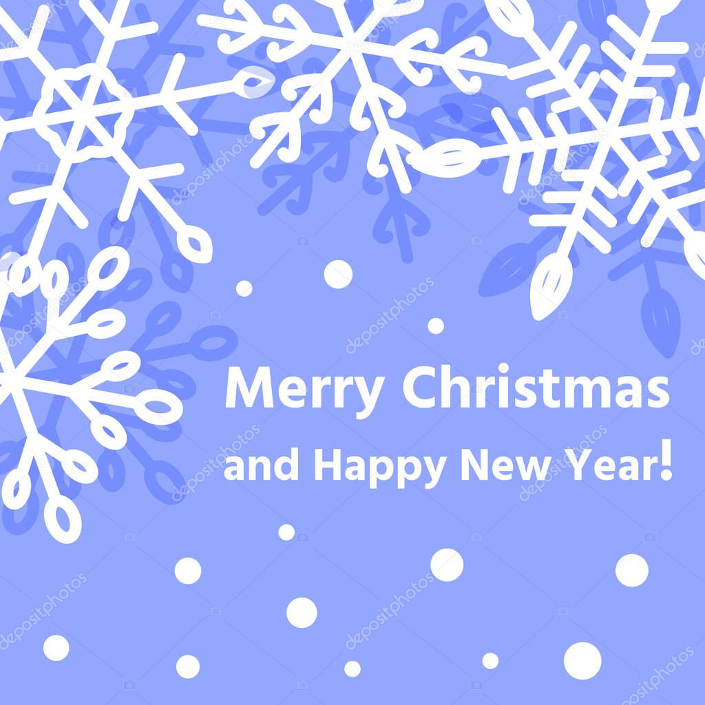 Snowflakes large white Merry Christmas text card