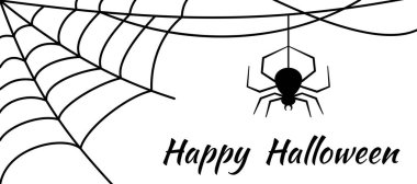 Örümcek ağları ve asılı örümcek Mutlu Cadılar Bayramı kartları