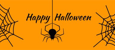 Cobwebs and a hanging black spider greeting card