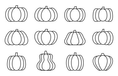Kabak siyah çizgi düz vektör kümesi