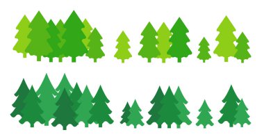 Ağaç demeti silueti yeşil Noel kozalağı seti