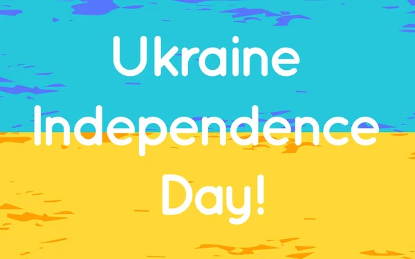 Ukraina självständighet dag text på flagga pensel bläck — Stock vektor