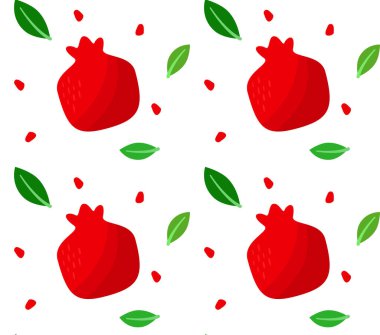 Yapraklı ve tohumlu nar, pürüzsüz desen