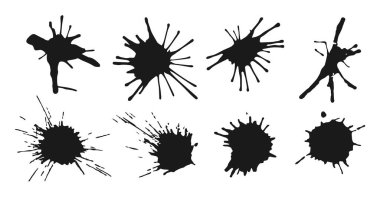 Fırça darbeleri ve boya lekeleri siyah grunge seti