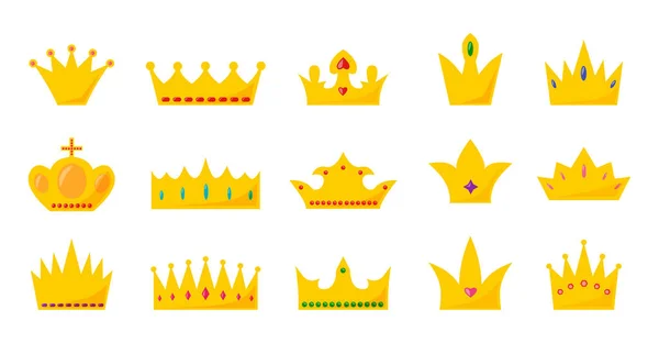 Crowns and tiaras with different precious stones Stock Vector
