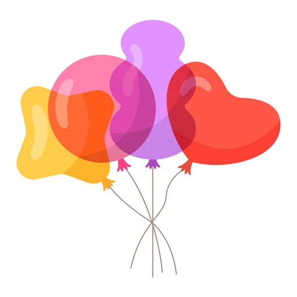 Ballonnen bundel lucht met touw transparante overlay — Stockvector