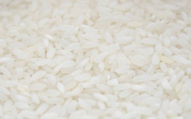 Beyaz pirinç yetişiyor. Pirinç arka planı. Makro fotoğrafçılık