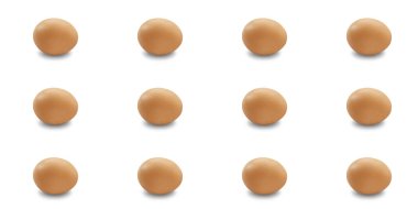 Tavuk yumurtası pürüzsüz, beyaz arka planda izole, yumuşak gölgeli.