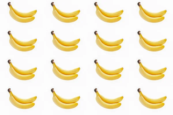 Nahtloses Muster Zweier Bananen Isoliert Auf Weißem Hintergrund — Stockfoto