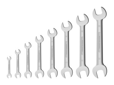Open ended metric spanners (wrench) isolated on white background clipart