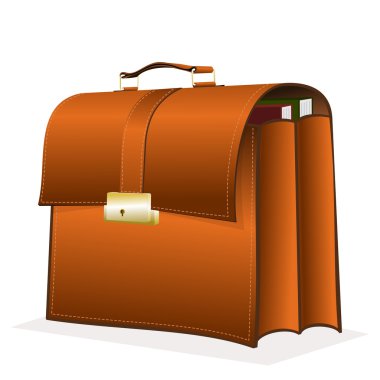 Beyaz üzerine izole edilmiş deri evrak çantası..