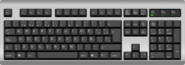 İspanyol qwerty İspanyol Sp bilgisayar gümüş klavye