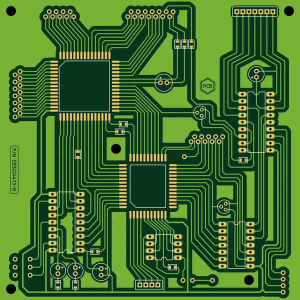 Placa de circuito impresso (PCB) sem componentes — Vetor de Stock