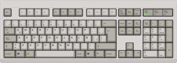 Espanhol qwerty LA computador teclado cinza —  Vetores de Stock