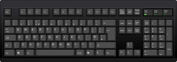 Englisch qwerty uk computer black keyboard — Stockvektor