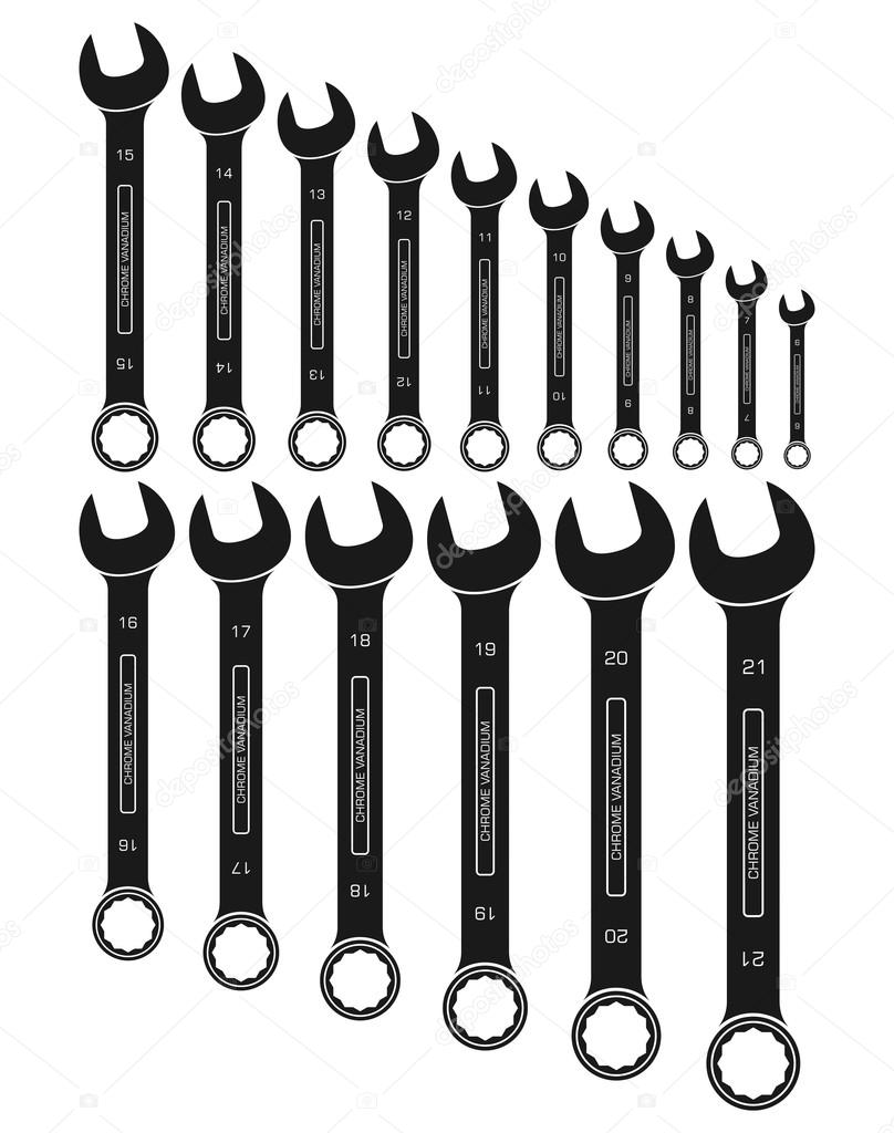 Open ring combined metric wrenches or spanners. From 6mm to 21mm Stock ...