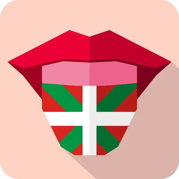Tongue: Language web icon with flag. Euskadi — Stock Vector