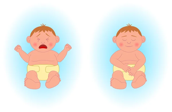 Llorando niño, durmiendo niño bebé — Vector de stock