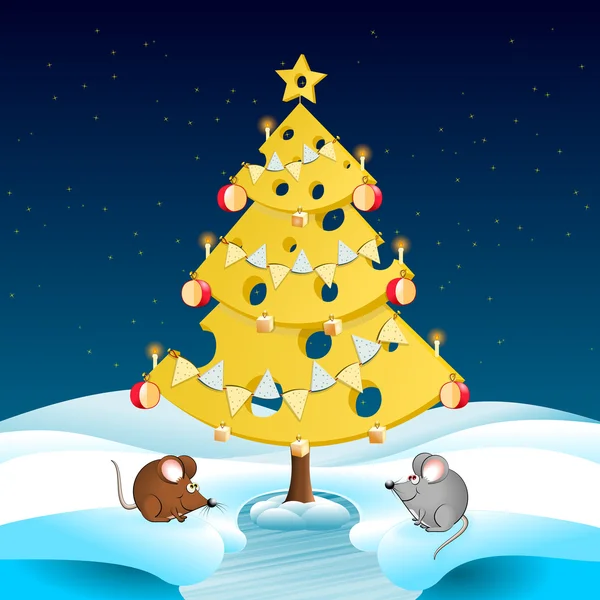 İki fare ile peynir Noel ağacı