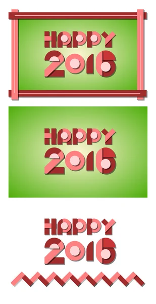 Feliz 2016 Geométrica. Rojo sobre verde — Vector de stock