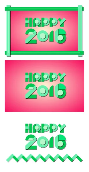 Feliz 2016 Geométrica. Verde sobre rojo — Vector de stock