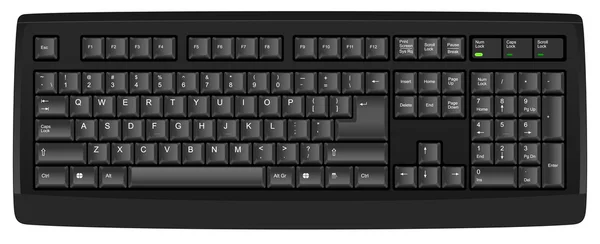 Vektör klavye ile qwerty bize İngilizce düzeni. Siyah renk