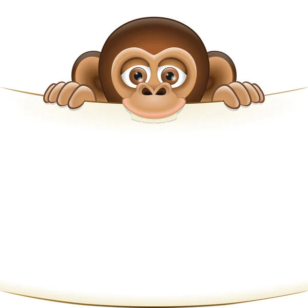 Cartoon monkey holding a blank sheet of paper — Stock Vector