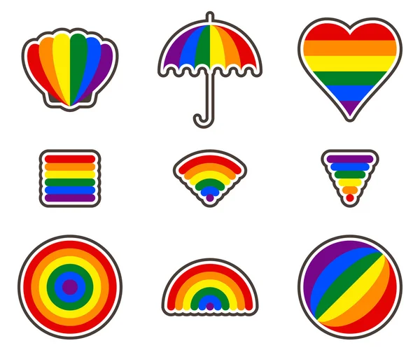 Rainbow gay pride set of stickers — Stock Vector