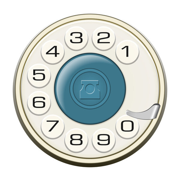 Classic land line rotary dial isolated on white vector