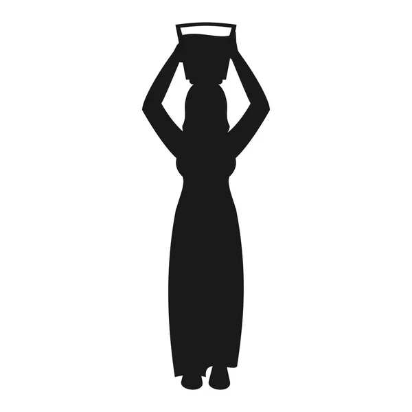 Silhouette d'une femme portant de l'eau isolée sur blanc — Image vectorielle