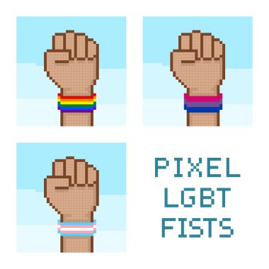 Lgbt Bileklikler vektör pixelated yumruk